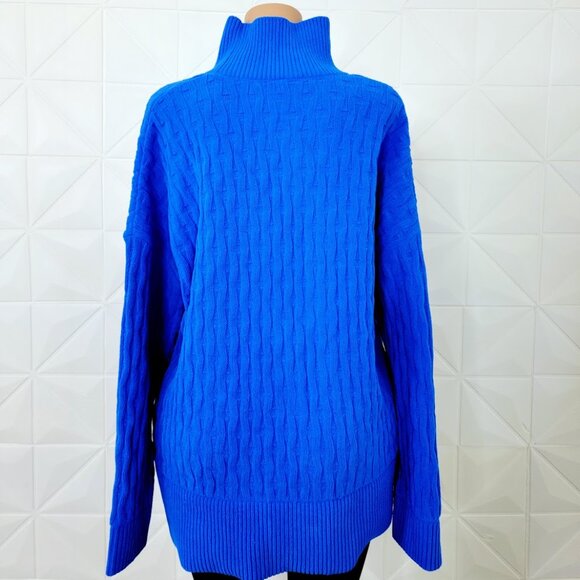 Lululemon Women's Pipe Dream Blue Cable-Knit Relaxed-Fit Turtle Neck Sweater M - Picture 5 of 9